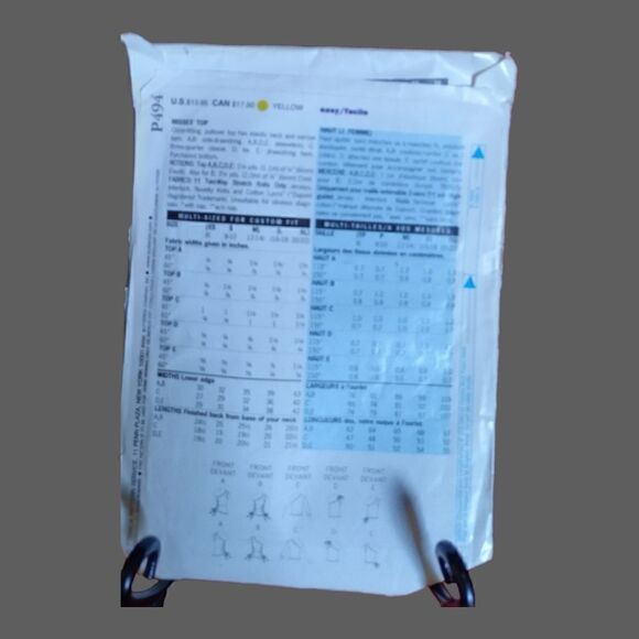 PATTERN BUTTERICK P494 1 SHOULDER TOP SEWING   NEW Size XS-M - Picture 3 of 4